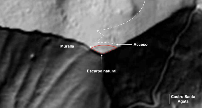 InterpretaciÃ³n del castro sobre el mapa de relieve, SITNA