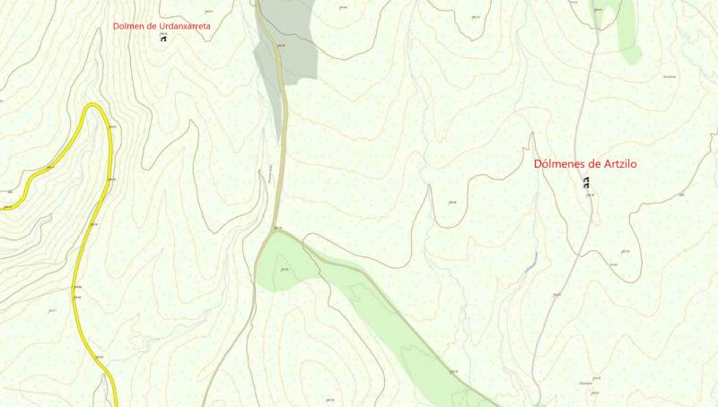 Situación de los dólmenes en el mapa