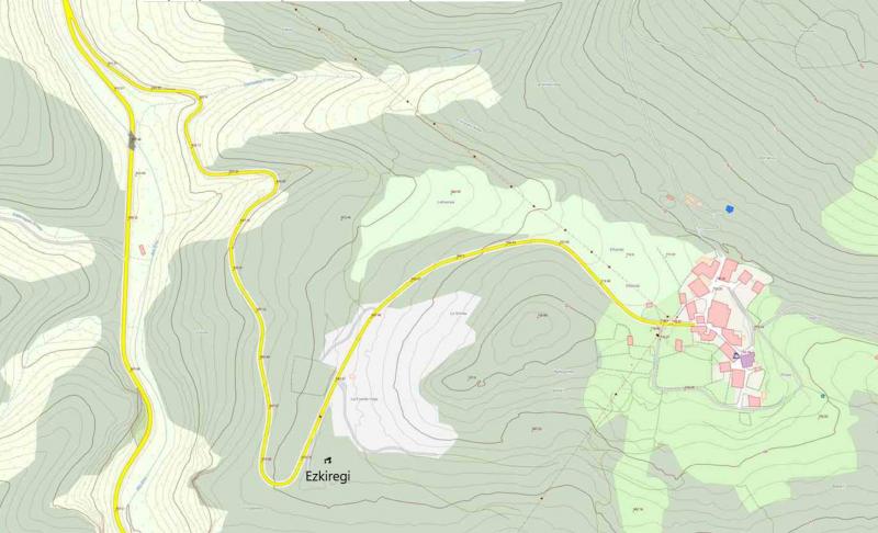 Situación en el mapa del dolmen de Ezkiregi (SITNA)