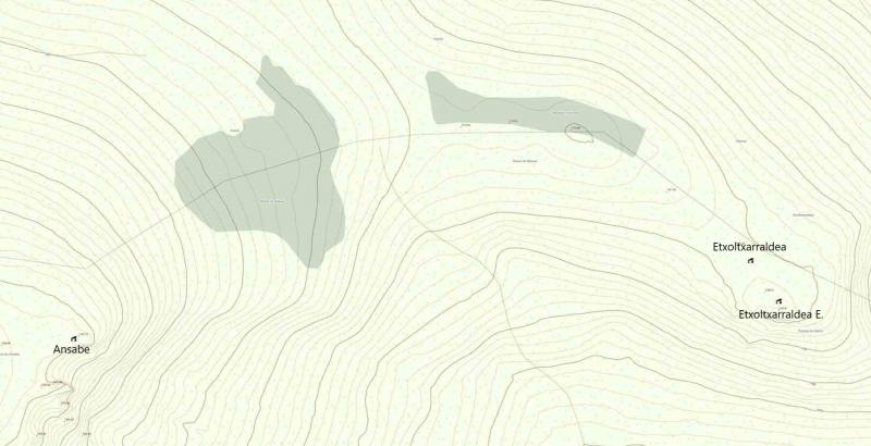 Dolmen de Etxoltxarraldea en el mapa (SITNA)
