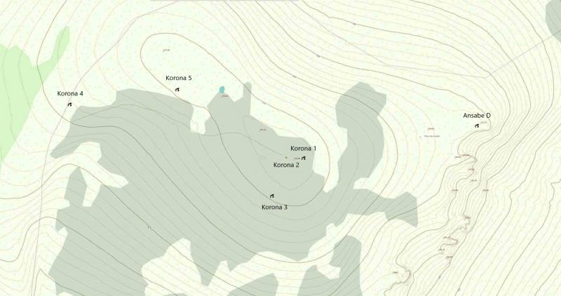 Localización de los dólmenes de Korona (SITNA)