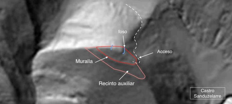 IntrepretaciÃ³n del castro en el mapa de relieve, SITNA