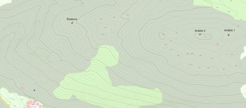 Dolmend e Etxaburu en el mapa (SITNA)