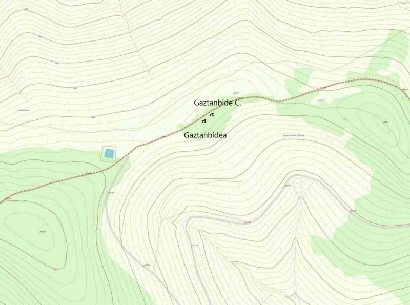 Situación en el mapa del crómlech de Gaztanbide