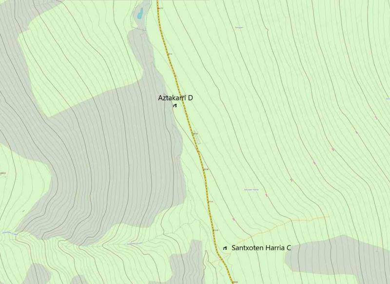 Situación del dolmen Aztakarri en el mapa (SITNA)