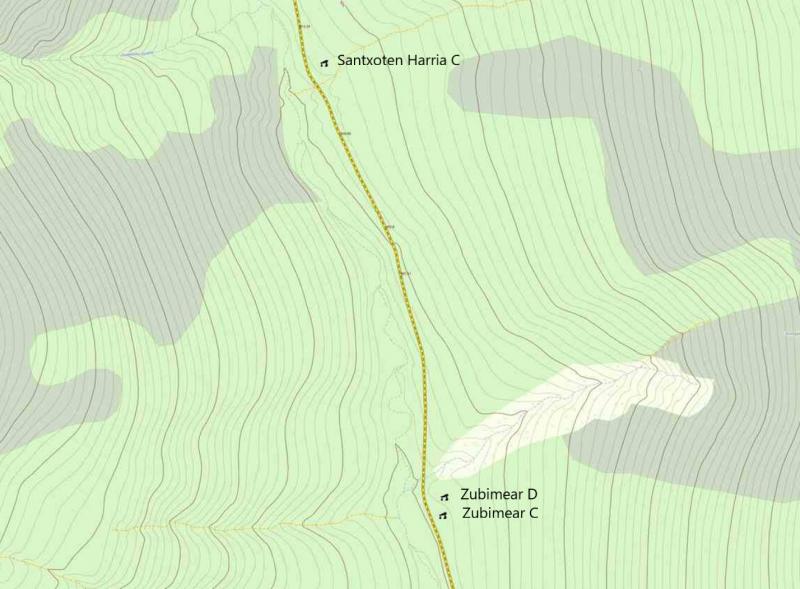 Localización del dolmen de Zubimear en el mapa